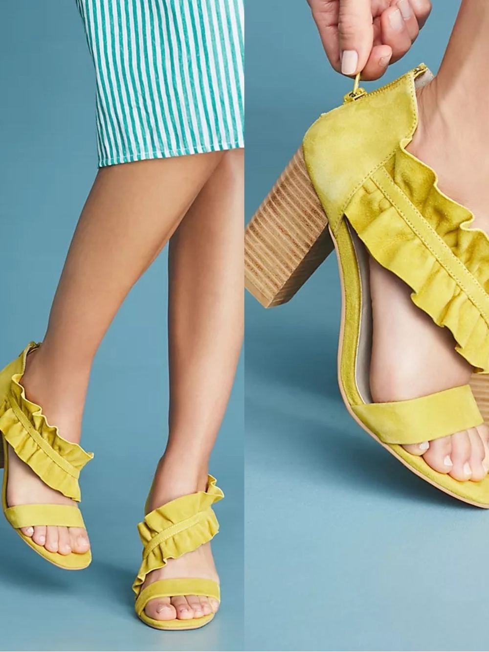 Anthropologie Seychelles Liendo Ruffled Wrap Heels